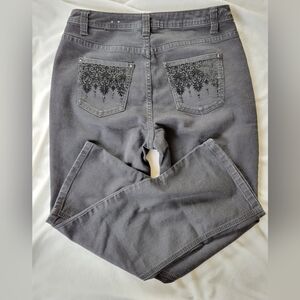 Christopher & Banks black embellished denim jeans 8Petite